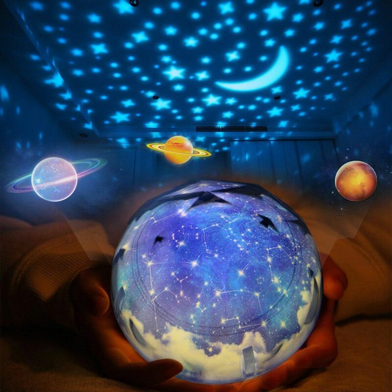 Gwiazda noc światła dla dzieci wszechświat kosmos Starry Sky projektor LED lampa obrotowa Nightlight księżyc morze świat dekoracyjne