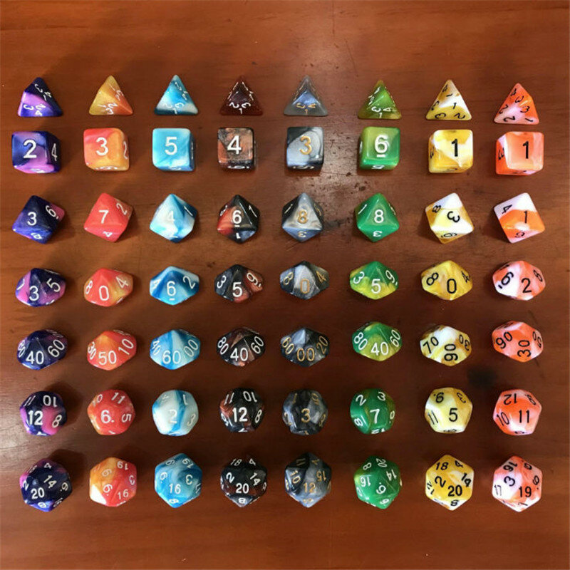 7pcs/Set Dice D4-D20 Multi-sided Dice Colorful Acrylic Dice Digital Dice For Board Game
