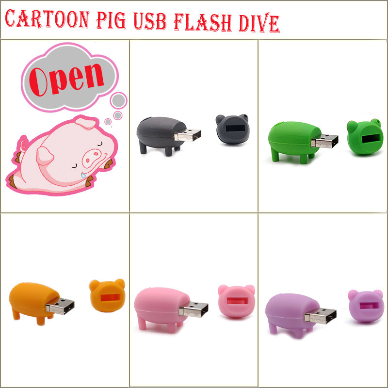 Unidade flash USB porco dos desenhos animados pen drive GB 8 4GB GB GB 64 32 16GB porcos coloridos memória vara u disk presente bonito pendrive usb stick