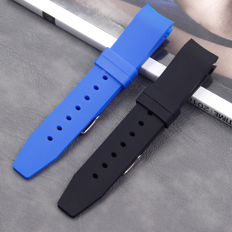 Watch accessories 20mm men and women sports waterproof silicone rubber curved strap buckle accessories