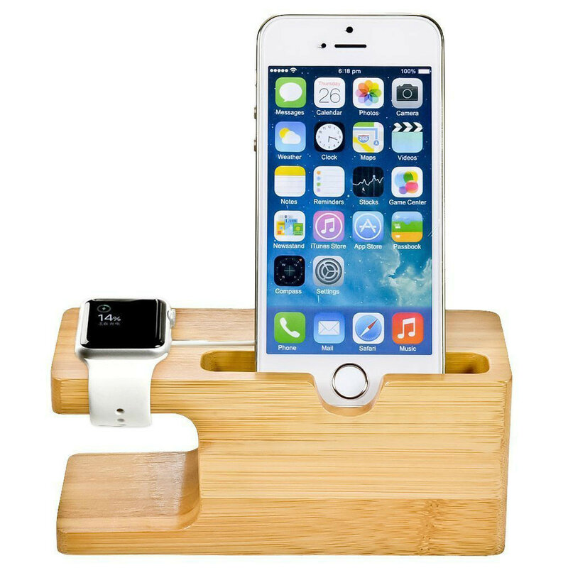 Estación de carga para apple Watch, soporte de madera de bambú para Apple Watch, 38mm y 42mm