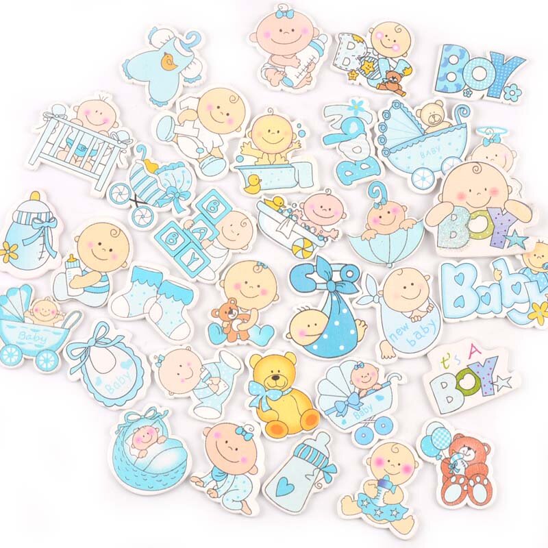 20pcs Lovely Baby Painted Wood Craft Scrapbooking For Home DIY Party Festival Decoration Wooden Ornaments M1871