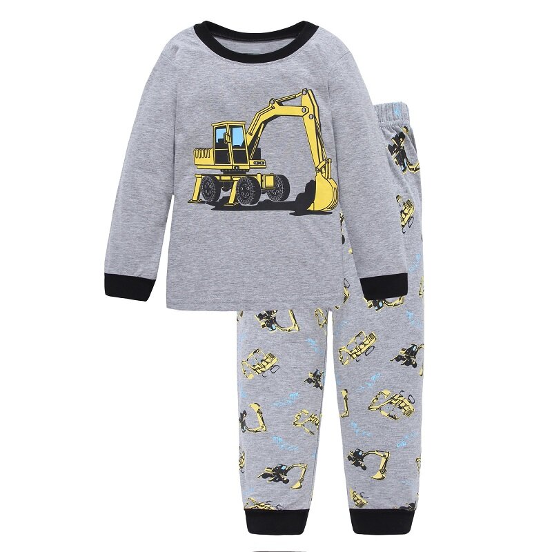 Dino Jungen Nachtwäsche Anzüge 100% Baumwolle Lange Kinder Kleidung Sets Motor T-Shirts hosen 2-teilige Sets Kid Pyjamas 2 3 4 5 6 7 Jahr