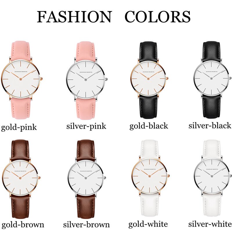 Часы Hannah Martin женские кварцевые, брендовые водонепроницаемые повседневные с кожаным ремешком, серебристо-коричневые