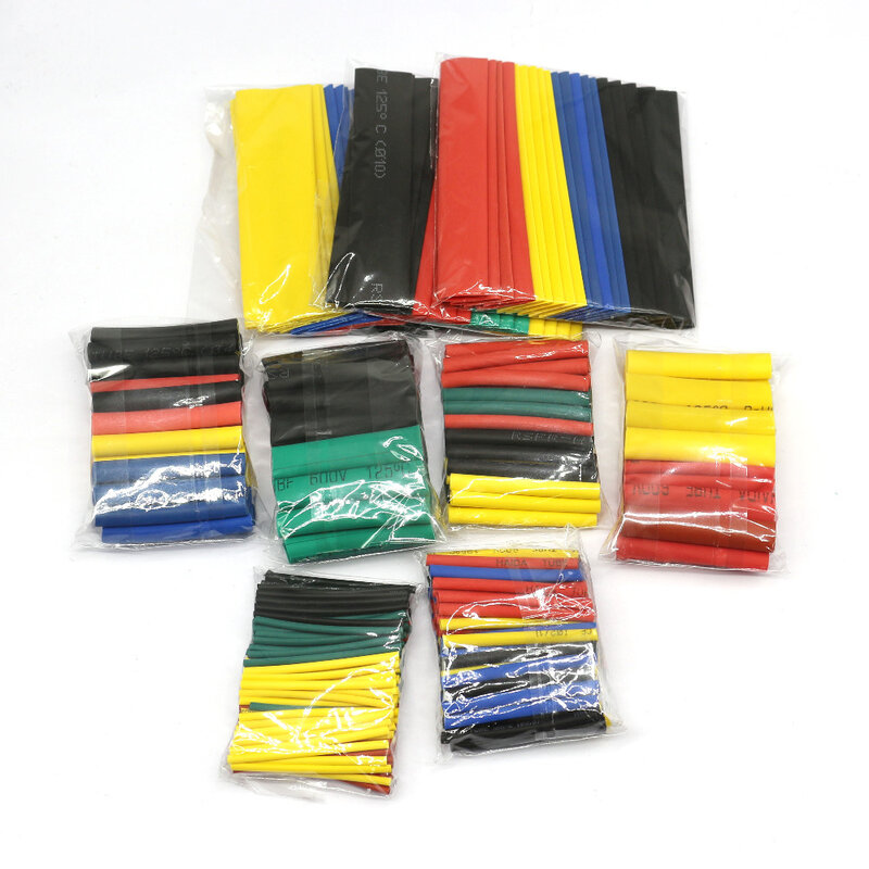 8 formato multicolore/nero 127 di colore 328/530 Pcs vari poliolefina di calore tubo termoretraibile involucro cavo filo coperto guaina FAI DA TE