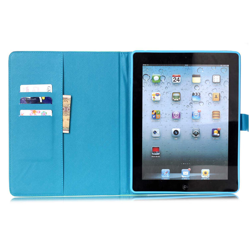 Чехол для планшета iPad 2, 3, 4, 9,7 дюйма, Роскошный кожаный бумажник с мультяшным котом и принтом, магнитный откидной Чехол, оболочка, чехол с под...