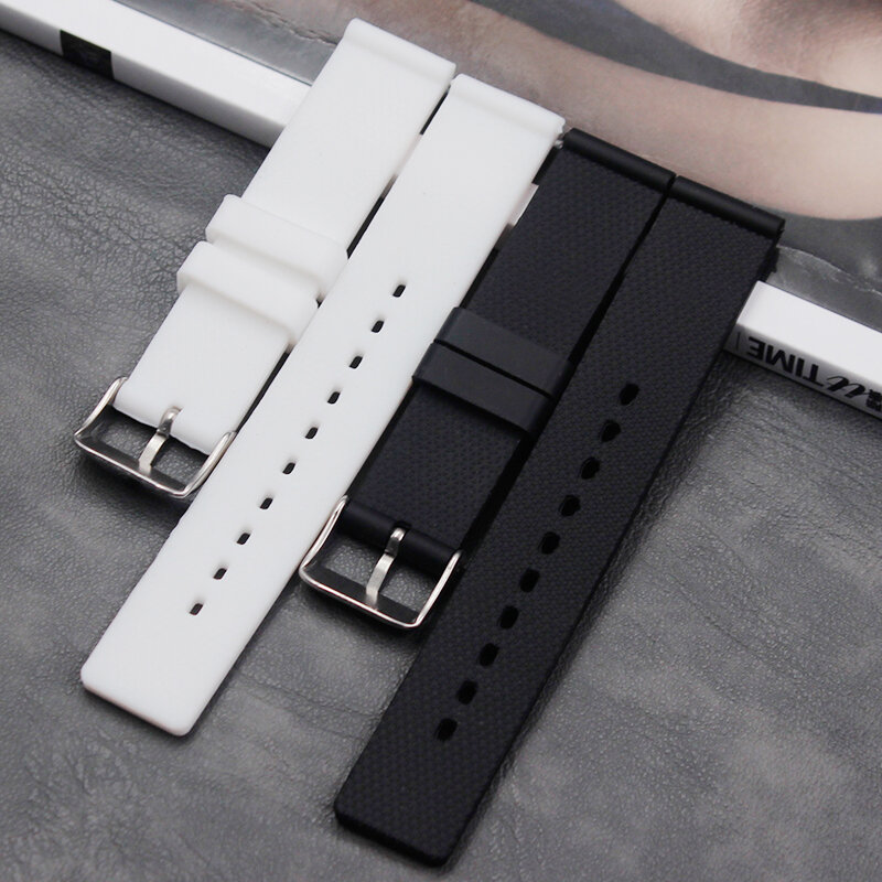 Men's silicone strap 18mm ladies waterproof outdoor soft sports sweat-proof natural rubber strap accessories pin buckle