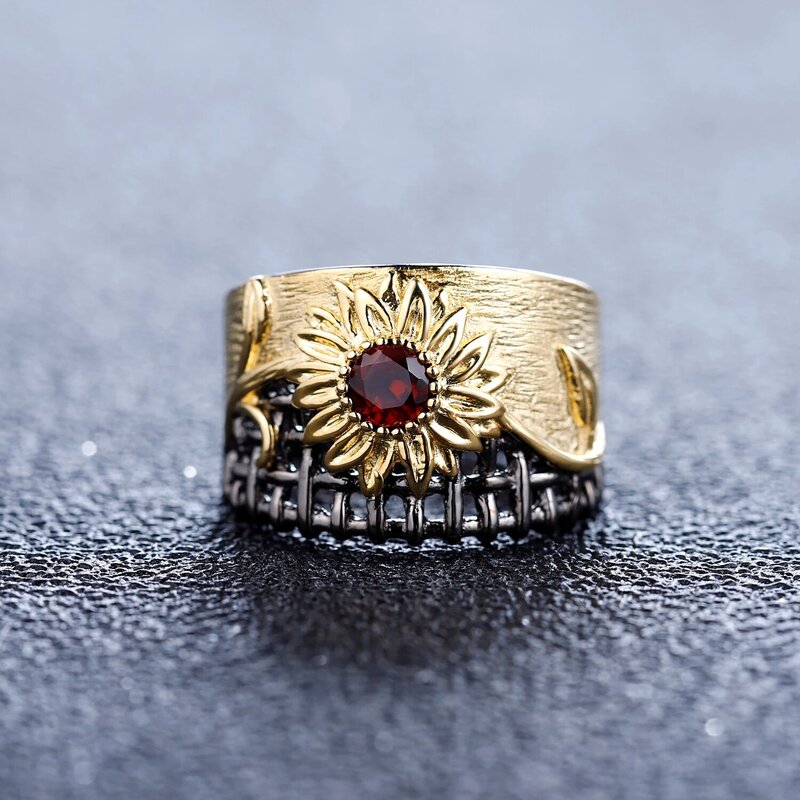 GEM'S balet naturalny ametyst kamienie szlachetne pierścień 925 srebro oryginalne ręcznie gałąź liść pierścienie dla kobiet biżuterii
