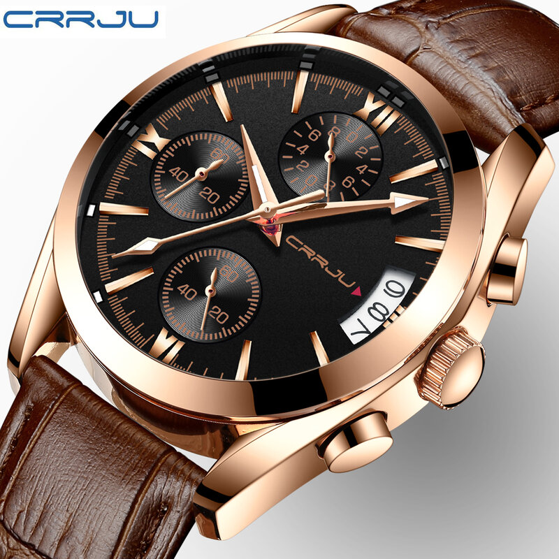 Crrju top marca de luxo relógio de quartzo masculino moda casual luminosa à prova dclock água relógio esporte relogio feminino
