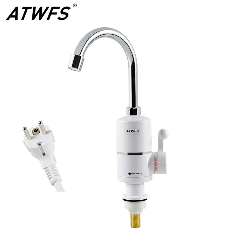 ATWFS-calentador de agua eléctrico instantáneo, grifo de cocina de agua caliente, calefacción, 3000W, enchufe de la UE