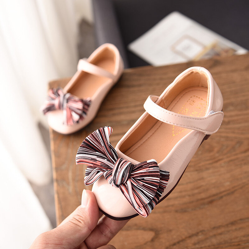 Chaussures de princesse imperméables pour filles, en cuir artificiel, avec nœud papillon, chaussures de fête décontractées pour bébés