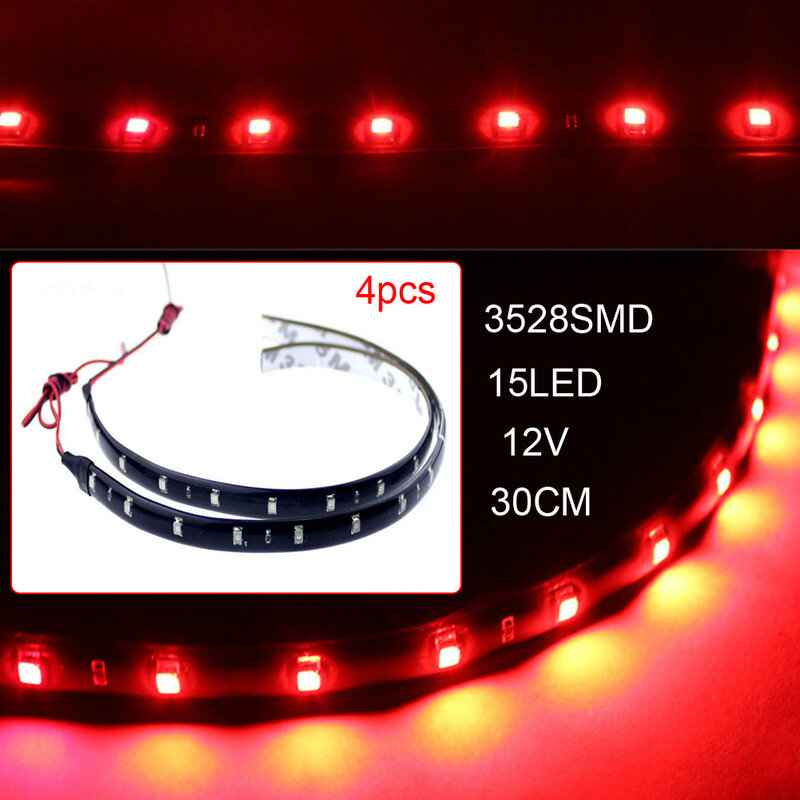 30cm 15LED Car Auto Decorative Lamp colorful LED Strip Flexible Strip Light Tape   Daytime Running Lamps Motorcycle Decoration