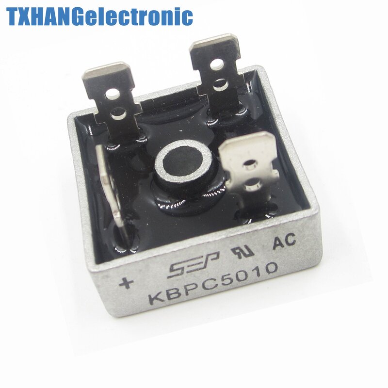 2 uds 50A 1000V caja metálica de fase única rectificador de puente de diodo KBPC5010