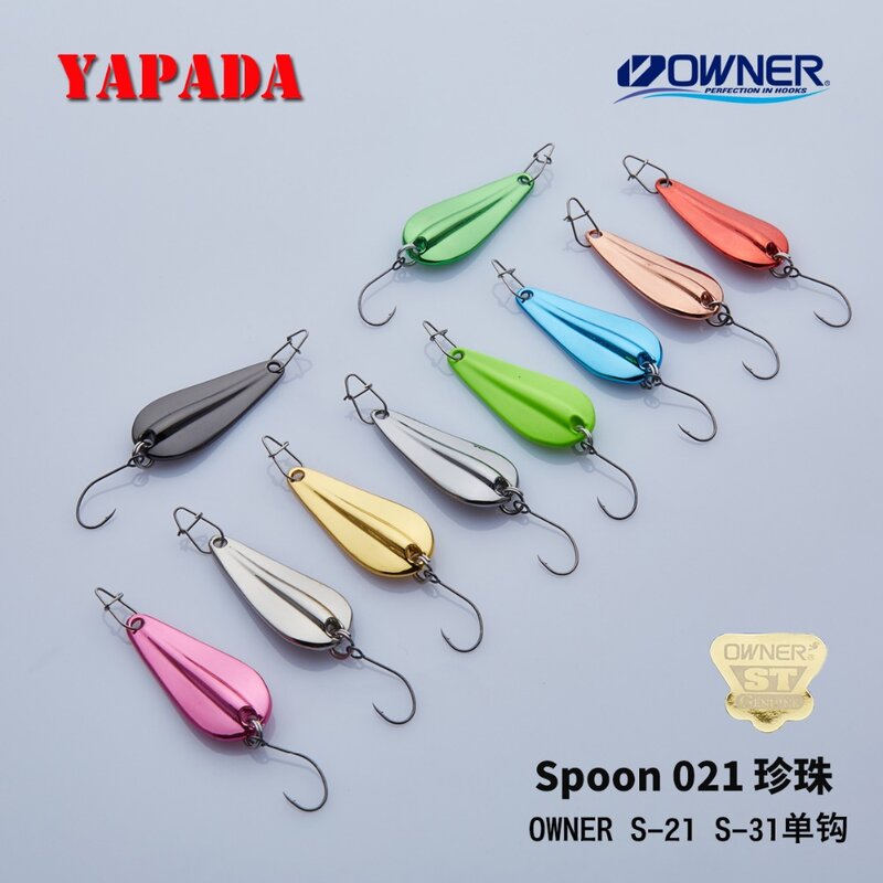 YAPADA Spoon 021 Pearl2.5g-3.5g OWNER Single HOOK 30mm33m38mm Multicolor Metal Spoon Zinc alloy Fishing Lures