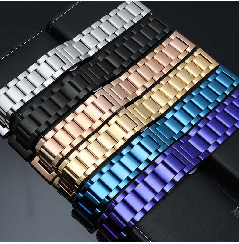 Pulseiras de relógio de aço inoxidável sólido, pulseira de metal para dior samsung s3 16mm 18mm 20mm 22mm 46mm 42mm