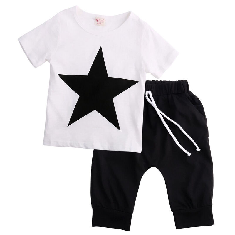 Maluch Boys Baby dla dzieci ubrania gwiazda T-shirt topy spodnie Harem 2 sztuk ubranie zestaw 2-7Y