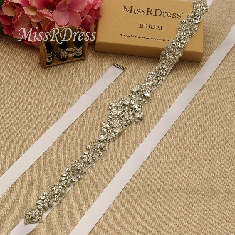 Cinturón de Boda nupcial con diamantes de plata, faja nupcial con diamantes de imitación, perlas de cristal, cinturones de dama de honor para vestido de boda JK935