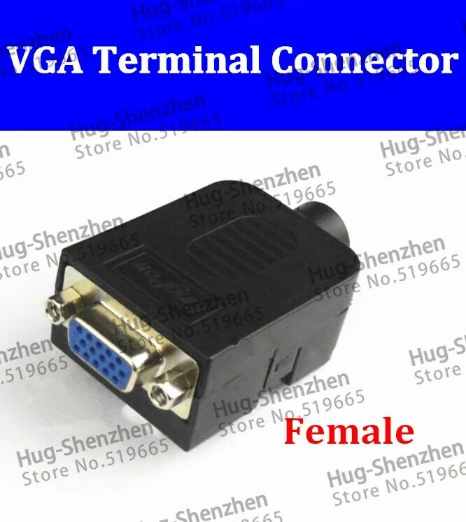 DB15 VGA, розетка, 3 ряда, 15-контактный разъем, клеммы для выключения, гайка, тип «сделай сам», соединитель