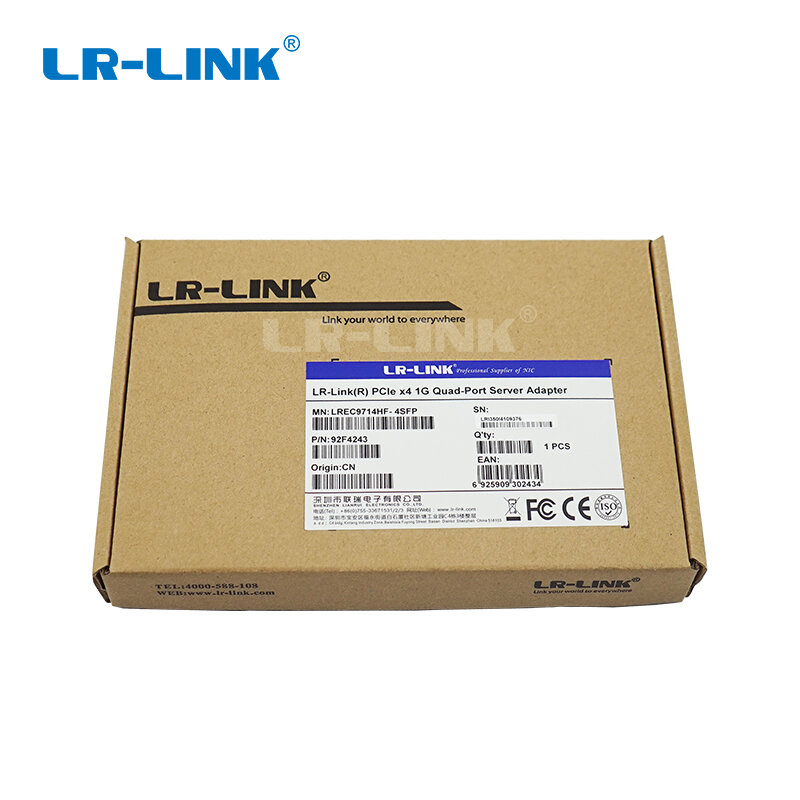 LR-LINK adaptador de rede ethernet gigabit, quadriciclo porta pci-express, placa de fibra ótica lan, compatível com intel I350-F4