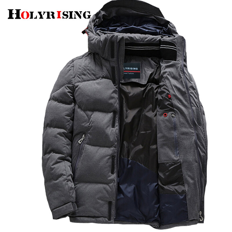 Holyrising Men Down Jackets Warm Coat Abrigos Para Hombre Gray Hooded Masculina Winter Jacket Thick Male Clothing Puffer Jackets