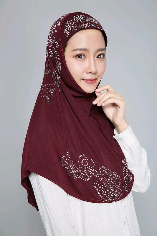 H1160 новейший мусульманский хиджаб с Стразы, женский головной платок, мусульманский шарф, быстрая доставка