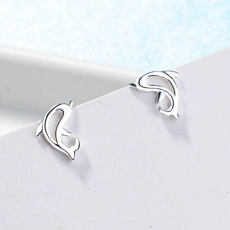 FENGLI Cute Silver Trendy Studs Earring Cute Ocean Animal Stud Earrings for Women Fashion Jewelry Girl Gift Wholesale