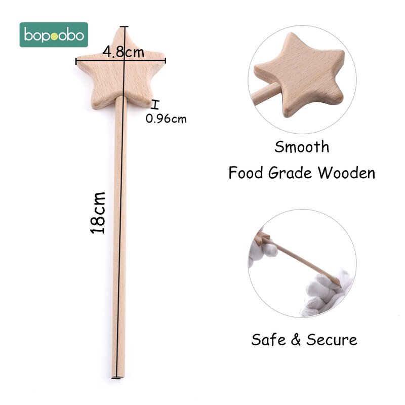 Bopoobo – anneau de dentition en bois de hêtre sans BPA, 4 pièces, cœur Waldorf, jouets pour bébé, jeu de gymnastique pour enfant de 0 à 12 mois