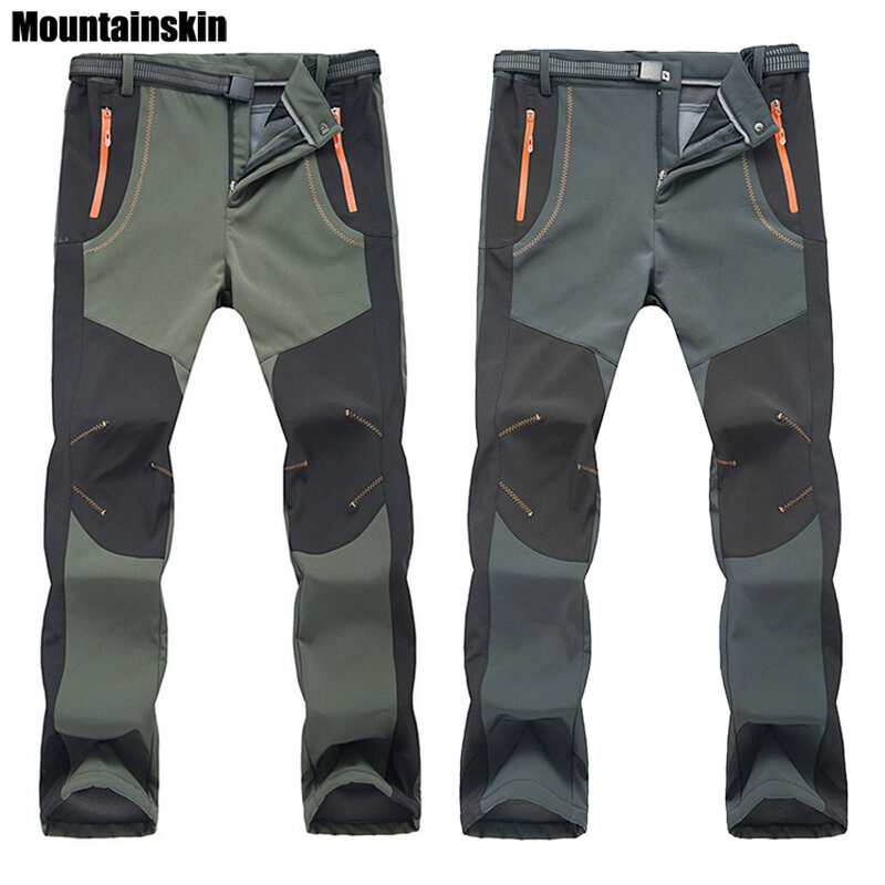 2021 Winter Men Women Hiking Pants Outdoor Softshell Trousers Waterproof Windproof Thermal for Camping Ski Climbing 5XL RM032