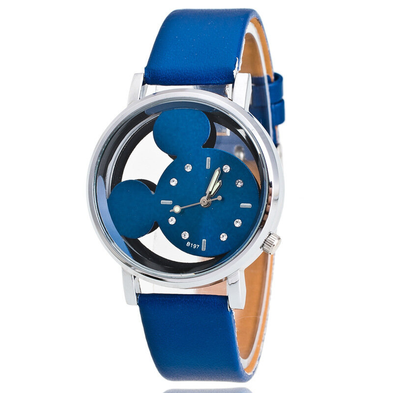 Relógio de pulso de couro feminino, relógio de quartzo pulseira fashion para mulheres e crianças