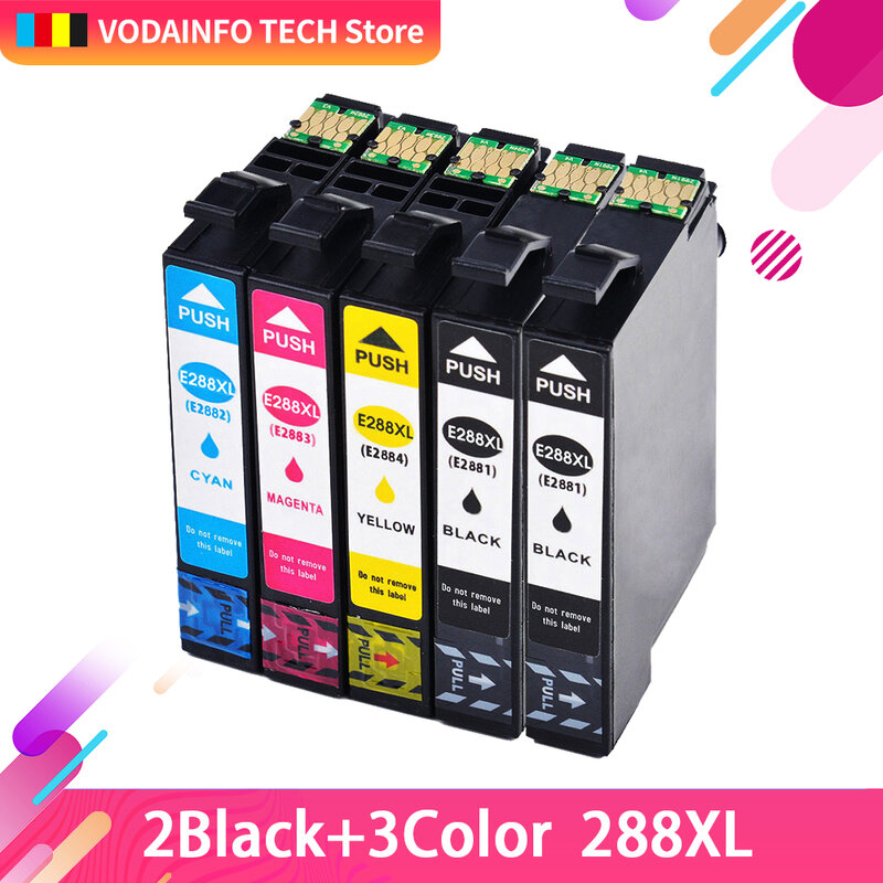 QSYRAINBOW-cartucho de tinta T288XL para impresora Epson, Expression Home XP-430,XP-330,XP-434, pequeño en uno, 5 uds., 288