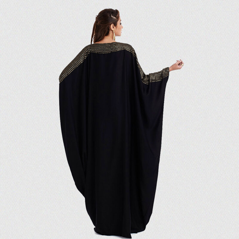 Novo árabe elegante solto abaya kaftan moda islâmica muçulmano vestido de vestuário design feminino preto dubai abaya