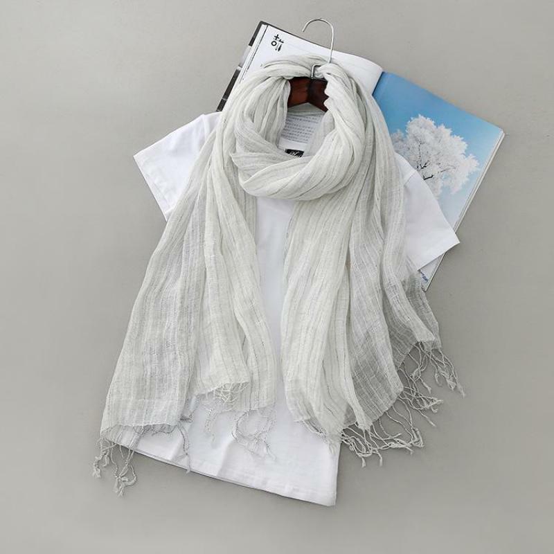 Шарф унисекс, сезон весна-лето-осень-зима, длинные однотонные женские шарфы из хлопка и льна, шаль, модный мужской шарф