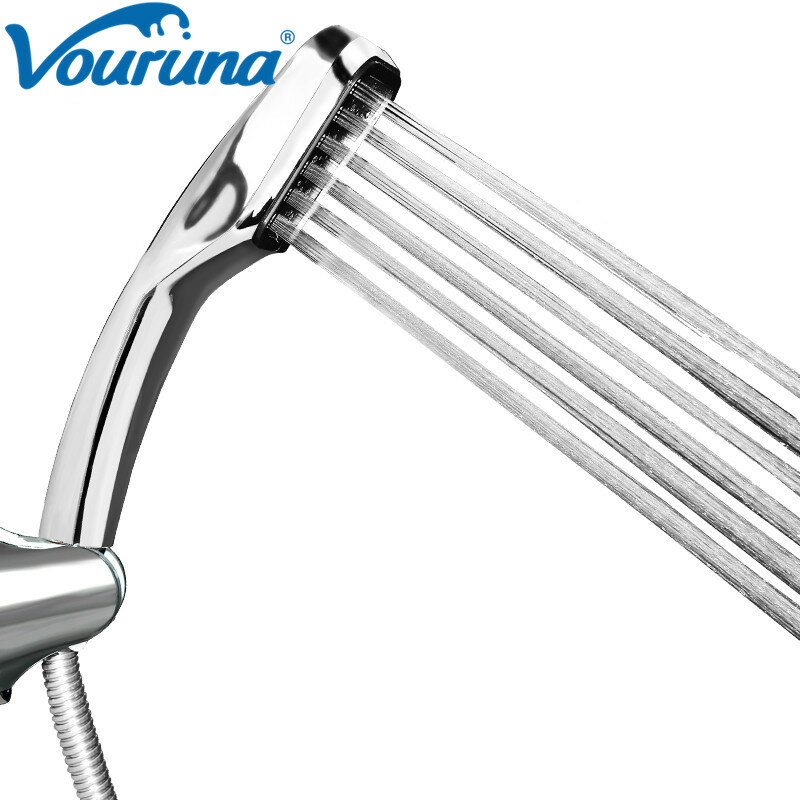 VOURUNA ABS Chrome One Function Hand Shower Head Spa Massage Handheld Shower