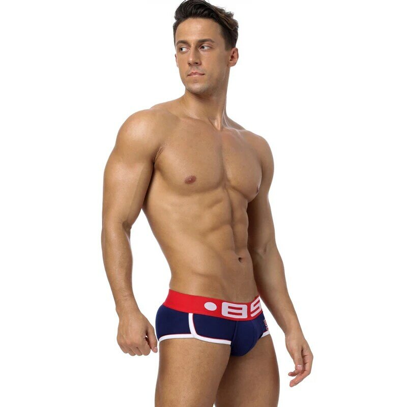 Moda di marca calda elastica popolare marca BS intimo cotone traspirante sexy gay spandex cueca hombr intimo uomo BS39
