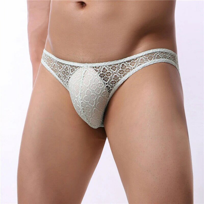 Men's Lace Hollow Transparent Hot Thin sexy Low-Waist  Briefs Underwear