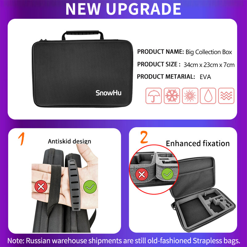 SnowHu – ensemble d'accessoires pour GoPro Hero 9 8 7 6 5 4, support noir pour Yi 4k Mijia, étui pour caméra d'action Sjcam GS52