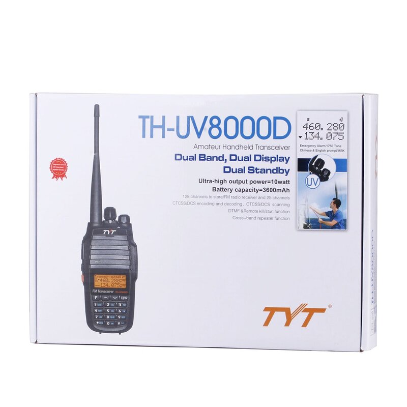 TYT TH-UV8000D 10 와트 워키 토키 크로스 밴드 reapter 3600mAh 배터리 uhf vhf 듀얼 밴드 10km 장거리 THUV800D 양방향 라디오
