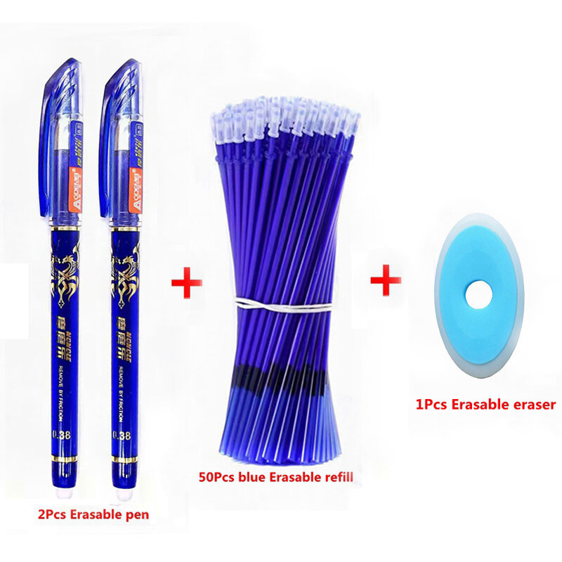 53Pcs/lot Erasable Washable Pen Refill set 0.38mm Rod for Handle Blue/Black Gel Pen School Office Writing Supplies Stationery