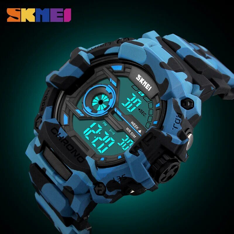 SKMEI Outdoor Sport Uhren Männer LED Mode Digitale Armbanduhren 50M Wasserdicht Zurück Licht Alarm Woche Display Uhr 1233