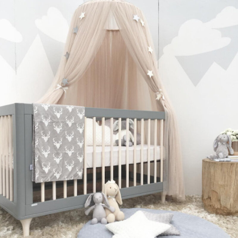 Rede mosquiteira com estrelas livres pendurado tenda berço cama do bebê dossel tule cortinas para o quarto jogar casa tenda para crianças quarto dos miúdos