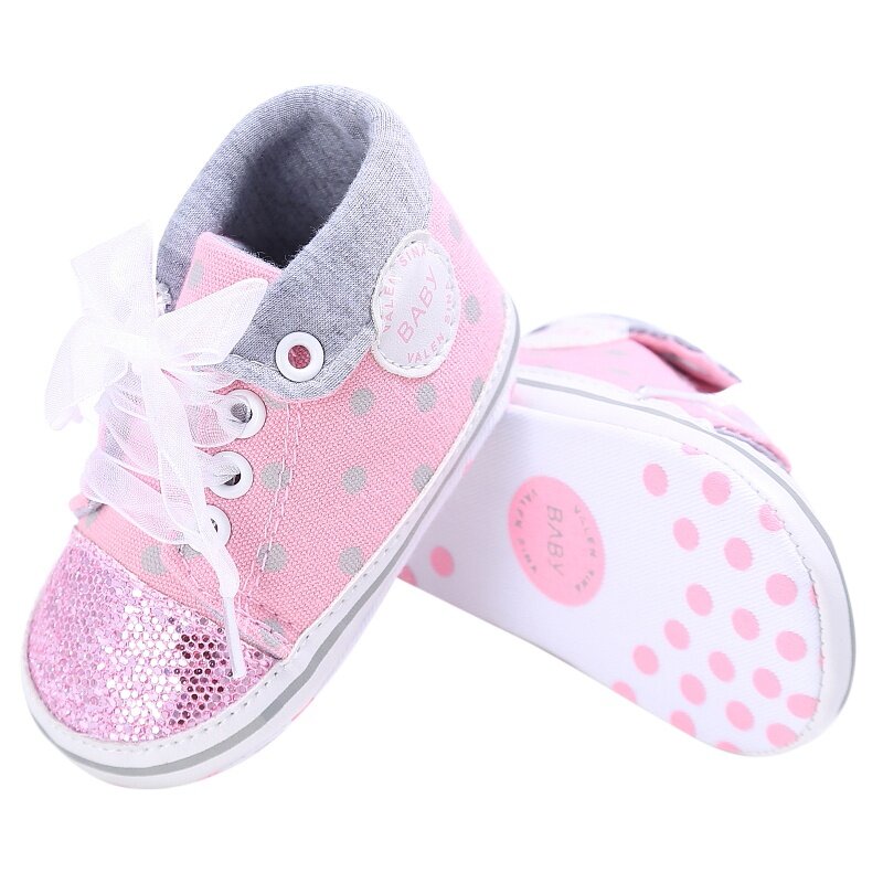 0-18M Kids Boys And Girls 캔버스 레이스 업 신발 Baby Non-slip Soft Bottom First Walker Shoes