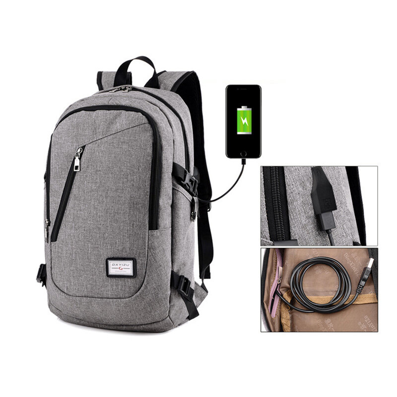 Мужской большой школьный рюкзак из полиэстера для подростков, 1 шт. (USB-интерфейс для зарядки)