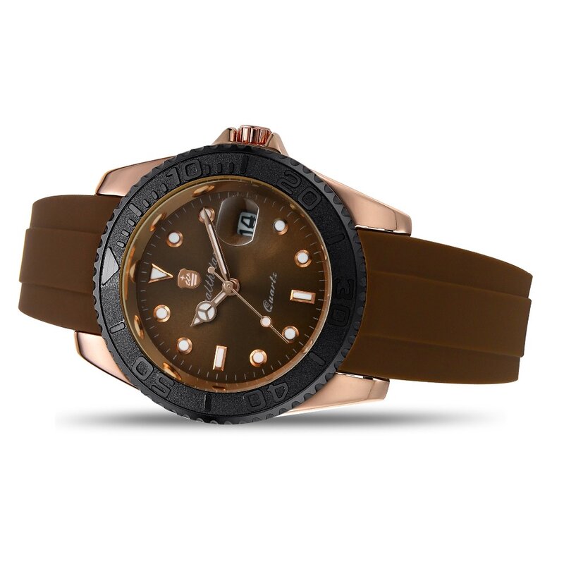Wealthstar marca relógios masculinos de luxo silicone quartzo relógios men papéis rosa ouro caso superior master sports relógios 2019