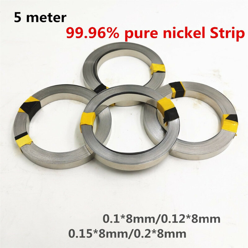 Bande de Nickel pur 99.96% pour batteries li 18650, 5 mètres, équipement de soudage par points, ceinture de Nickel pour batteries