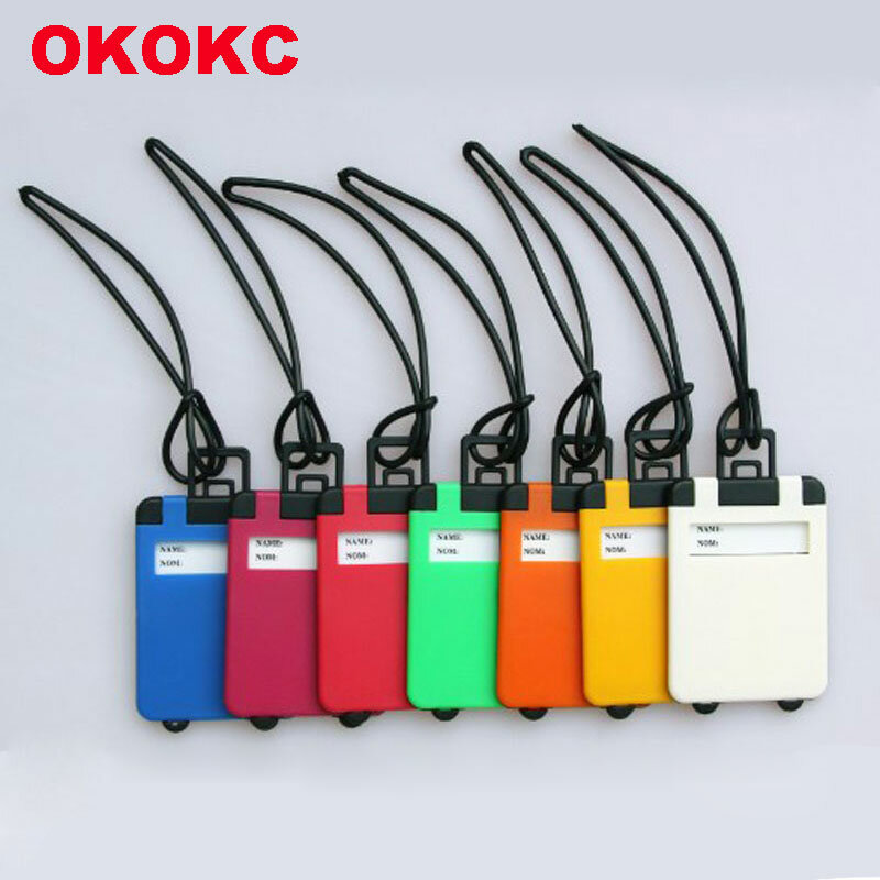 Okokc-etiqueta retangular para bagagem, acessório para viagem, etiqueta para bagagem, nome, endereço de identificação, etiquetas para malas