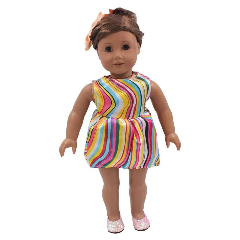 Mobília de boneca, vestido de boneca para meninas, linhas irregular, personalidade, festa, encaixa em 18 tamanhos de 43cm, roupas de boneca, presente de bebê