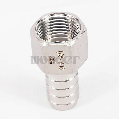 1/2" BSP Female to 12mm Hose Barb SS304 Splicer Barb Hose Tail Connector 