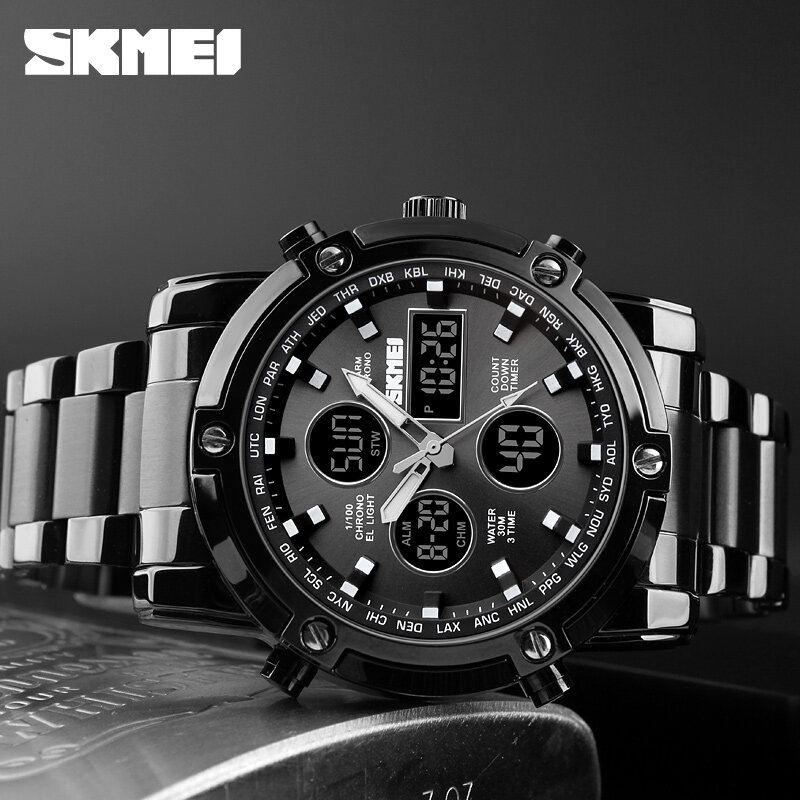 SKMEI 브랜드 남자 디지털 시계 패션 카운트 다운 크로노 그래프 스포츠 손목 시계 방수 럭셔리 빛나는 전자 시계 시계