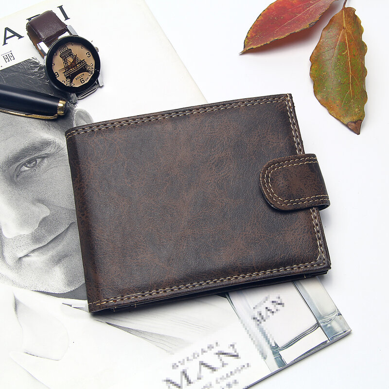 Luksusowy projektant portfel męski skórzany PU Bifold krótkie portfele mężczyźni Hasp Vintage męski moneta etui wielofunkcyjny portfel kart