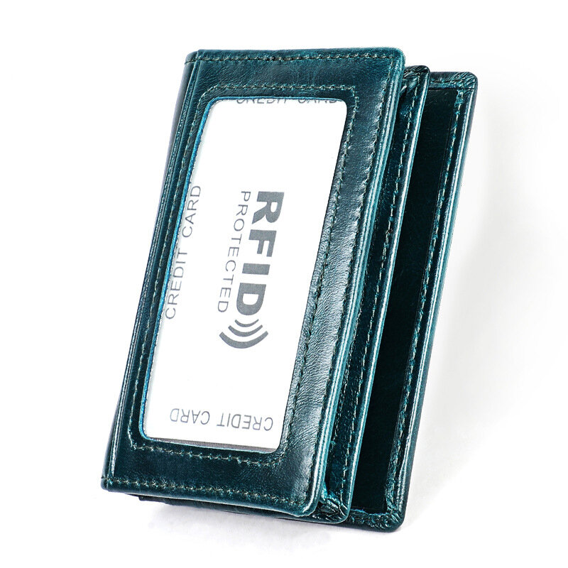 BONAMIE 남자 지갑을위한 고품질 진짜 가죽 명함 홀더 RFID 여자 지갑 대용량 신용 카드 홀더